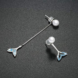 Silver Mermaid Tail Drop Earrings
