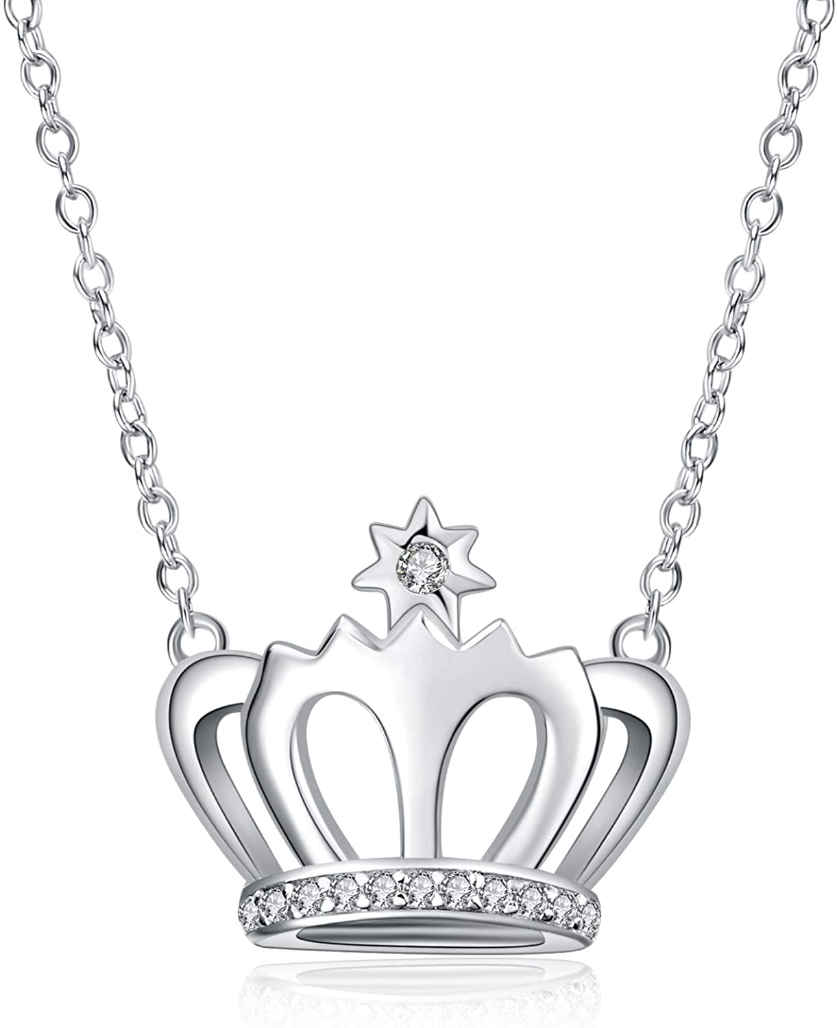Crown choker necklace Sterling Silver Dainty Choker Pendant Necklace Jewelry Gifts for Women Girls