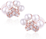 Silver Puppy Dog  Paw Prints  Pearl Stud Earrings