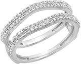 0.48 Carat (ctw) 14K Gold Round White Diamond Women Wedding Increase Double Ring 1/2 CT