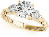 14K Gold 0.5 Ct. 4 Prong Round Cut Unique Classic Three-Stone Diamond Engagement Ring for Ladies  1/2 ctw Genuine Diamond For Wedding