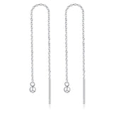 925 Sterling Silver Minimalism Tiny Ball Dangle Chain Earrings Threader Tassel Earrings Hypoallergenic Drop Earrings Jewelry for Women and Girls