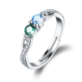925 Sterling Silver Rings Twisted Rings with Double Round Cut Birthstone Cubic Zirconia Adjustable Rings for Women