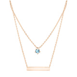 14K Rose Gold Plated Crystal Birthstone Necklace Bar Pendant