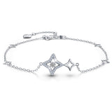 925 Sterling Silver 5A Cubic Zirconia CZ Lucky Star Anklet  Charm Adjustable Foot Jewelry for Women and Teen Girls
