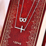 Sideways Cross Necklace Sterling Silver Infinity Pendant Multilayer Chain Layered Jewelry