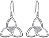 S925 Sterling Silver Trinity Knot Earrings for Women Irish Good Luck Drop Dangle Hook Earrings