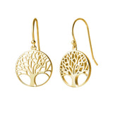 Gold Plated Tree of Life Dangle Earrings Minimalist Jewelry Gifts for Women Mom Lover Family with Gorgeous Jewelry Box