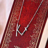 Sideways Cross Necklace Sterling Silver Sideways Letter K Pendant Multilayer Chain Layered Jewelry