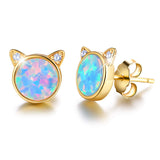  Opal Cat Stud Earrings