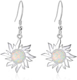 Sterling Silver Dainty Sun Opal Drop Earrings, Good Vibes Only Jewelry Gift for Women