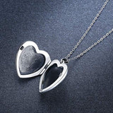 S925 Sterling Silver Locket Necklace That Holds Pictures Vintage Rose Flowers Love Heart Pendant
