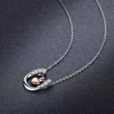 925 Sterling Silver Rose Gold Heart Love You Horseshoe Pendant Necklace Jewelry for Women