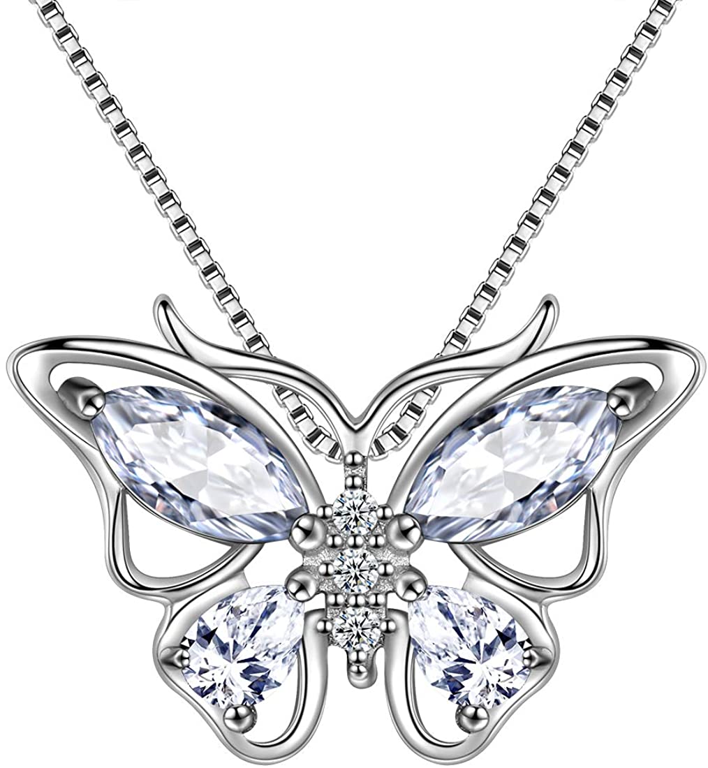 Butterfly Jewelry Women 925 Sterling Silver Butterflies Necklace Wedding Gift