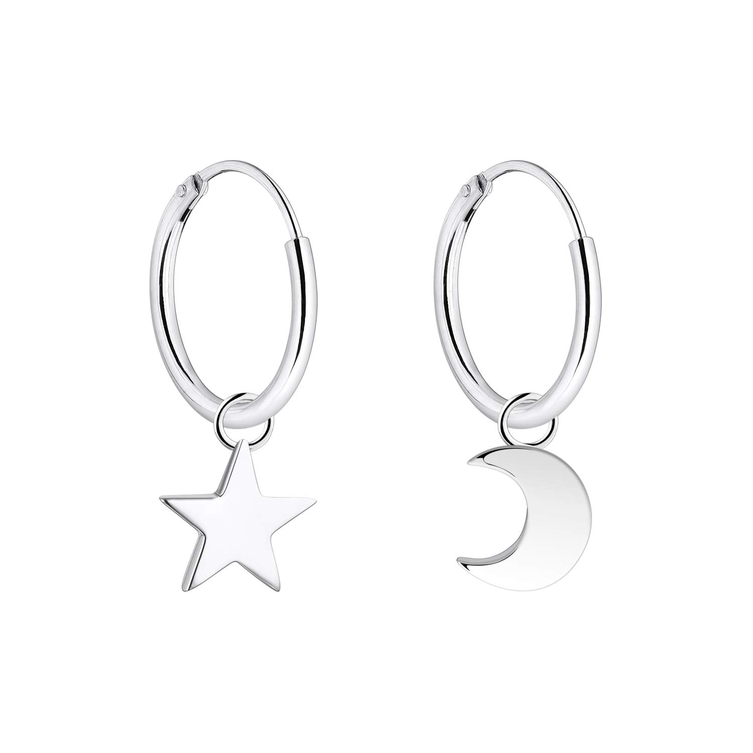Rectangle Hoop Earring Gold | Solid 925 Sterling Silver Huggie Hoop Earrings  | Large Hoop Earring | CZ Pave Minimalist Star Hoop Earrings