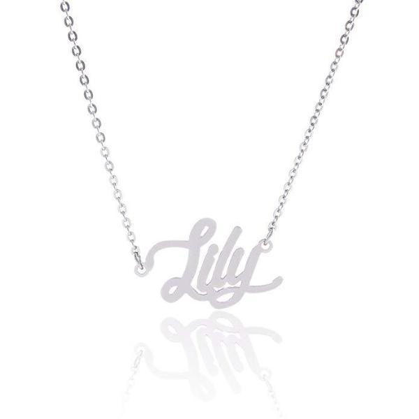 "Lily Style"-925 Sterling Silver Personalized Classic Name Necklace Adjustable 16”-20”