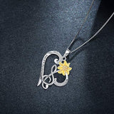 S925 Sterling Silver You are My Sunshine Sunflower Love Heart Pendant Necklace Flower Jewerly Gift for Women Girls