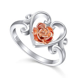 S925 Sterling Silver Rose Flower  Ring Jewelry for Women