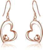 Sterling Silver Sideways Shaped Heart Dangle Drop Hooks Earrings Jewelry Gifts for Women Birthday