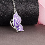 Sterling Silver Pendant Necklace Wings with Cubic Zirconia Stones
