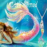 S925 Sterling Silver Fairytale Little Mermaid Necklace for Woman Girls Wife