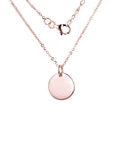 14k Rose Gold Round Circle Pendant Necklace, chain 40-50cm