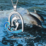 Sterling Silver Dolphin Necklace Heart Pendant Forever in My Heart Necklace for Women Girls Friends