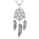 S925 Sterling Silver Dreamcatcher-Feather Necklace Pendant For Women