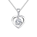 14k White Gold  Forever One CZ Heart Pendant Necklace