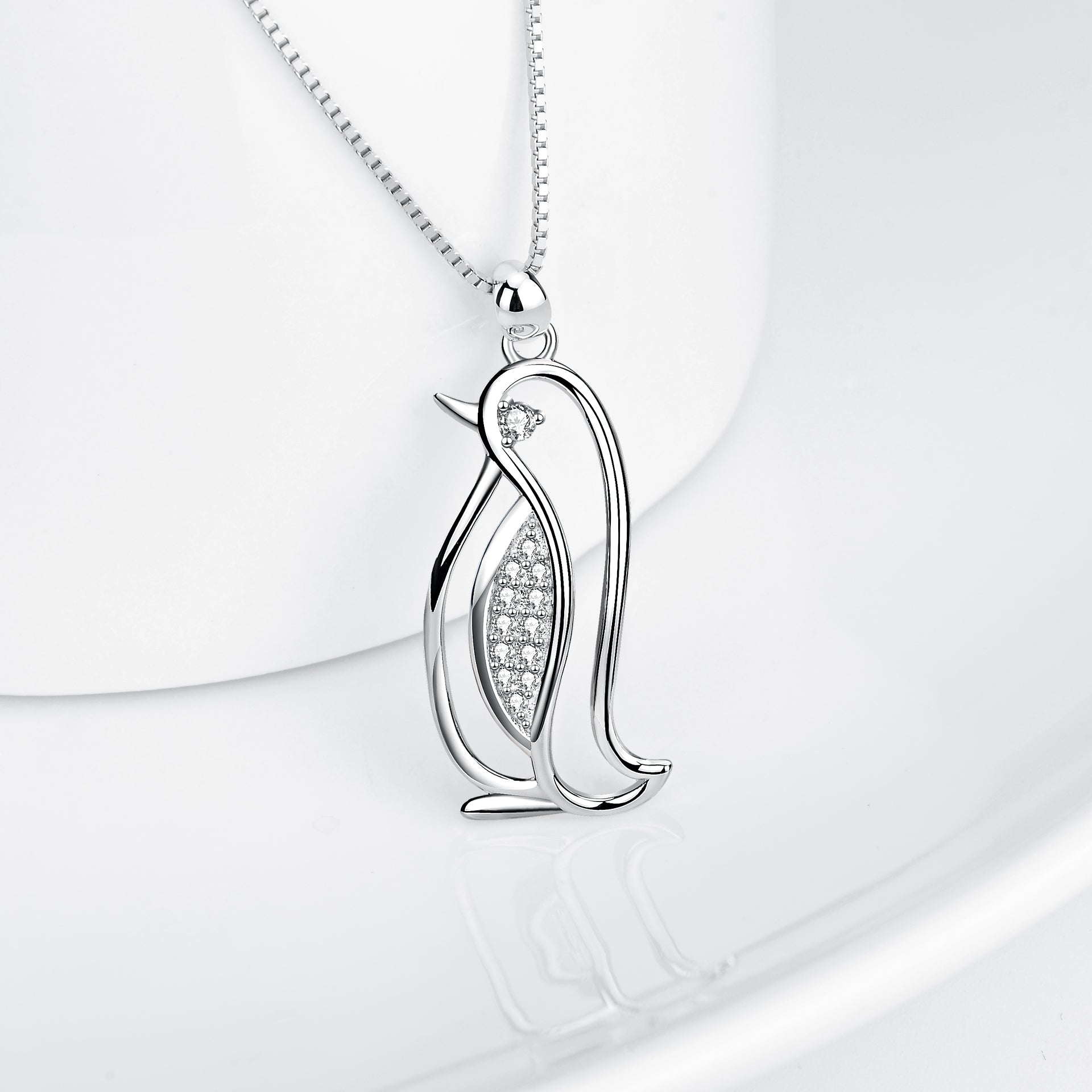 Pendant zirconia necklace cute animal shape jewelry penguin pendant necklace for girls
