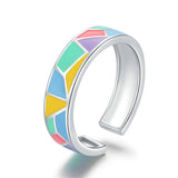 925 Sterling Silver Colorful Open Finger Rings  Precious Jewelry For Women