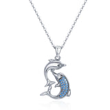 S925 sterling silver dream dolphin pendant necklace oxidized zircon necklace