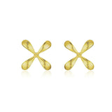 Gold Color Flower Petals Stud Earrings