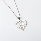 Hand In Hand Necklace Mom and Children Silver Heart Necklace