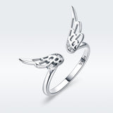 S925 sterling silver ring elf wings oxidized cubic zirconia ring