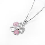 Flower Cubic Zirconia pendant necklace pink color gemstone necklace