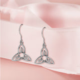 New 925 Sterling Silver Triangle Earrings Celtics Knot Drop Earrings Leaf eardrop Women Fashion Sliver Dangler Jewelry
