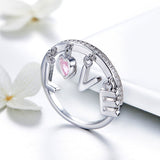 S925 Sterling Silver Love Promise Ring White Gold Plated cubic zirconia letter ring