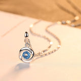 silver Blue zircon pendant necklace 