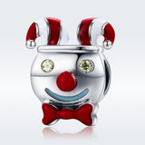 S925 Sterling Silver Oxidized Epoxy Zircon Circus Clown Charms