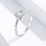 S925 Sterling Silver White Gold Plated Zircon Ring Star Moon Silver Ring