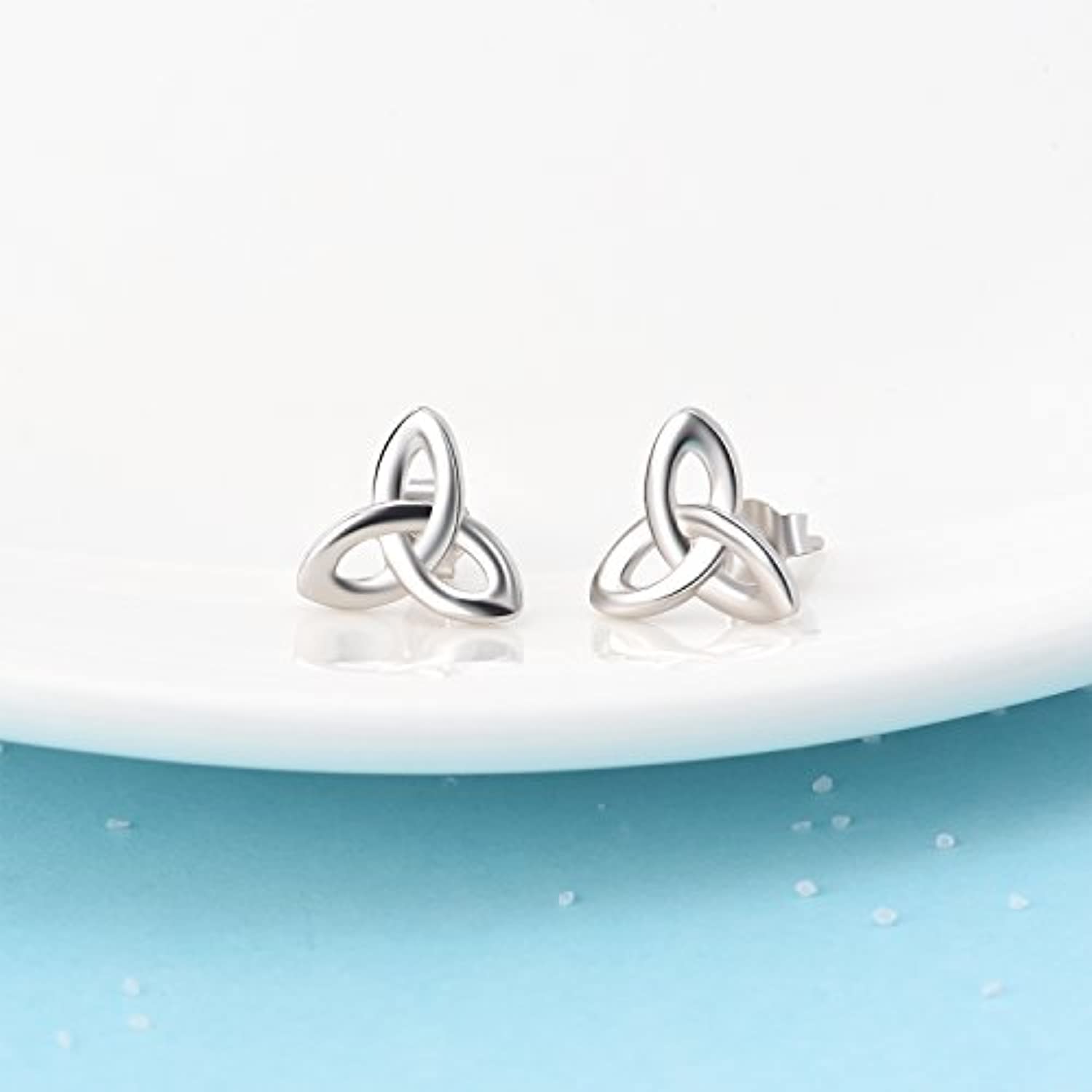 S925 Sterling Silver Irish Celtic Trinity Knot Stud Earrings for Women Teen Girls Birthday Gift