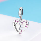 S925 sterling silver zirconia heart key Charms