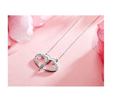 S925 Sterling Silver Necklace Female Fashion Simple Double Love Clavicle Chain Pendant Jewelry Cross-Border Exclusive