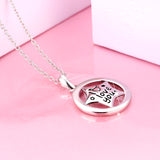 Valentine Day Gifts 925 Sterling Silver Round Circle and Star Pendant Necklace