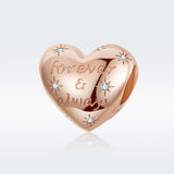 S925 Sterling Silver Rose Gold Plated Zircon Forever Love Charms