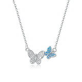 925 Sterling Silver Flying Butterfly Short Necklace for Girlfriend Fashion Jewelry