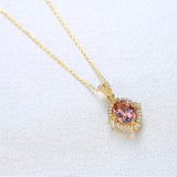 brown gemstone pendant vintage palace wind crown Sterling silver necklace