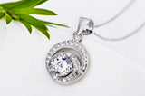 Double-Circle Hollow Zircon Necklace Elegant Lady Necklace White Gold Plated Necklace