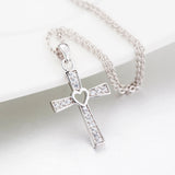 Cross Hollow Heart Zirconia Cross Necklace Design Wholesale Chain Jewelry